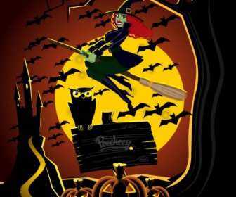 Ilustración De Halloween Bruja