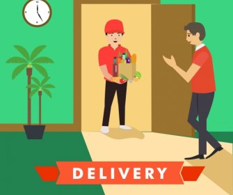 Hand Delivery Concept Multicolors Cartoon Style Design