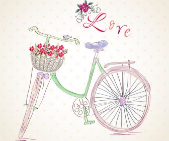 Mão Desenhar O Segundo Plano De Amor De Bicicleta