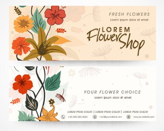 Hand Drawn Banners Flower Vectors