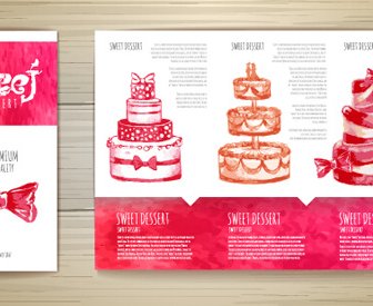 Hand Drawn Cake Poster With Card Vector