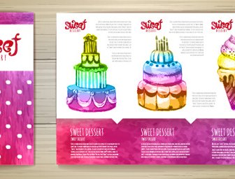 Hand Drawn Cake Poster With Card Vector