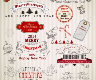Von Hand Gezeichnete Christmas Banner Und Etiketten