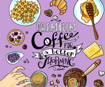 Hand Drawn Coffee Elements Background Art