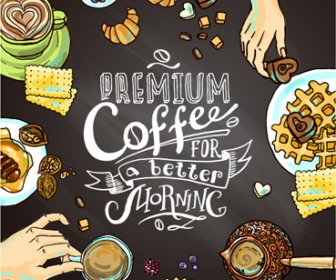 Handgezeichnete Kaffee Elemente Hintergrund Kunst
