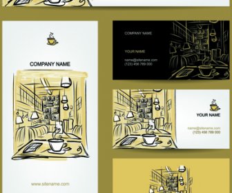 Handgezeichnete Kaffee Haus Visitenkarte Vektor