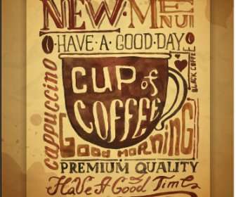 руки Drawn кофе плакат в стиле ретро вектор