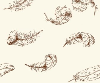 Hand Drawn Feather Seamless Pattern Vector