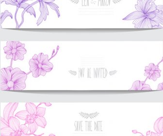 Hand Drawn Floral Banners Vectors