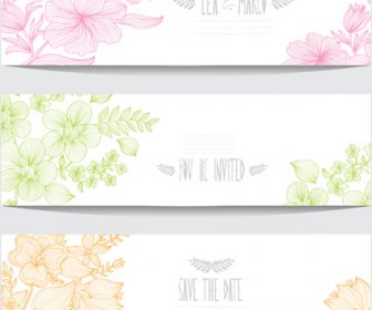 Hand Drawn Floral Banners Vectors
