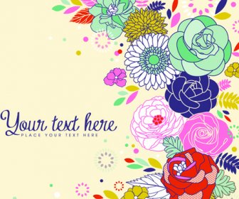 Hand Drawn Floral Cards Art Design Vector