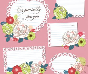 Hand Drawn Floral Cards Art Design Vector