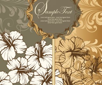 Hand Drawn Flower With Floral Vector Cards