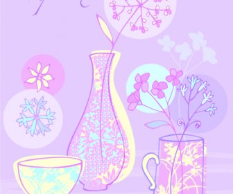 Hand Drawn Flowers Vector Backgrounds Art
