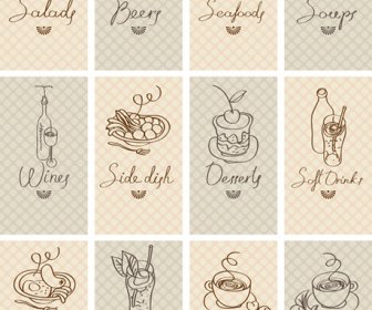 Hand Drawn Food Cards Design