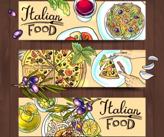 Hand Drawn Food Vector Banners Set