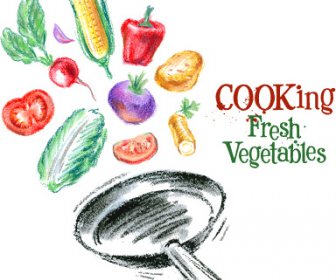 Hand Drawn Fresh Vegetables Colored Vector