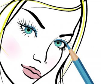 Handgezeichnete Mädchen Make-up Vektor