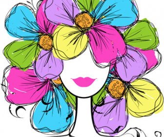 Hand Drawn Girls With Flowers Vector