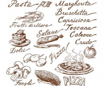 Hand Drawn Illustrations Food Elements Vector