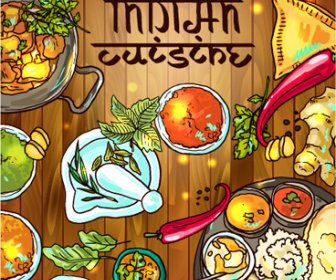 Handgezeichnete Indisches Essen Elemente Vektor
