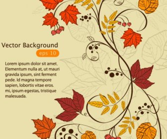 Hand Drawn Maple Leaf Elements Vector Background