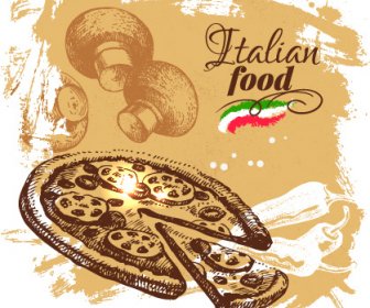 Handgezeichnete Pizza Skizze Hintergrund Vektor