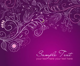 Hand Drawn Purple Floral Backgrounds Vector