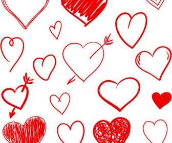 Hand Drawn Red Heart Vector Graphics
