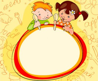 أطفال المدارس مرسومة من ناحية الخلفية متجه