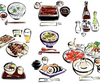 éléments De Sushi Dessinés à La Main Vecteur Créatif 2
