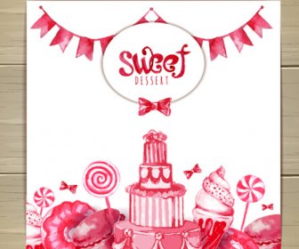 Hand Drawn Sweet With Cake Vector Background