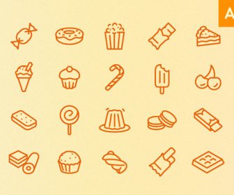 Die Hand Gezeichnete Süßspeisen Und Desserts Symbole Vektor