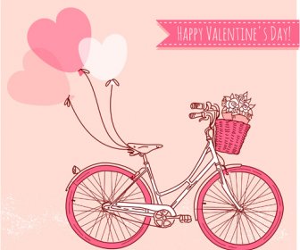 Tangan Ditarik Valentine Hiasan Vektor Ilustrasi