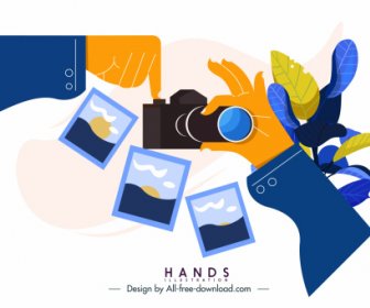 Hand-Geste-Symbol-Kamera-Anwendungsskizze