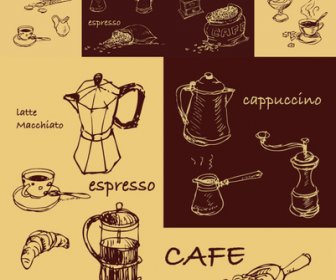 элементы дизайна кофейной линии ручной росписи