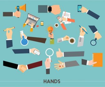 hands vector illustration with ordinary work activities