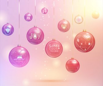 Hanging Baubles On Sparkle Christmas Background