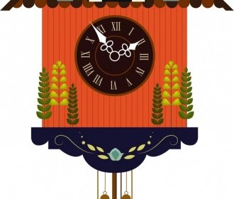 Hanging Clock Template Classical Cottage Shape Trees Decor