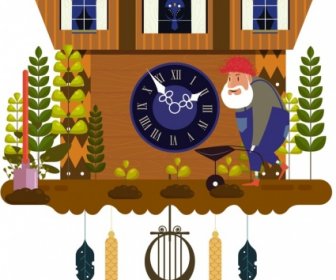 Colgando La Plantilla Reloj Diseño Retro Del Tema Decoración De Jardinería