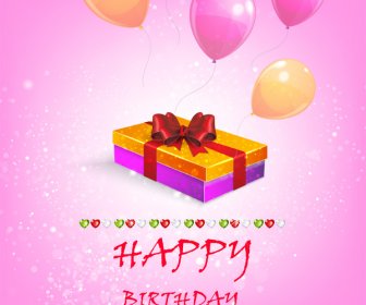 Happy Birthday Background With Balloon And Gift