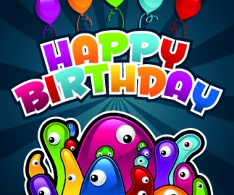 Selamat Ulang Tahun Balon Vektor Kartu Ucapan