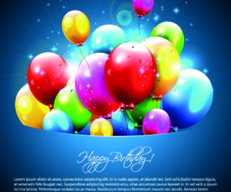 Zadowolony Urodziny Balony Z życzeniami Wektor