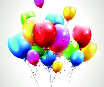 Balões Feliz Aniversário Do Vetor De Cartão