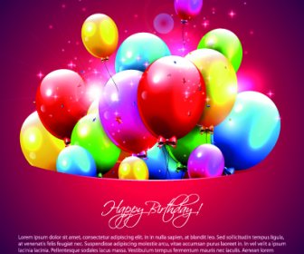 Zadowolony Urodziny Balony Z życzeniami Wektor