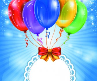 Zadowolony Urodziny Kolorowe Balony Tło Zestaw