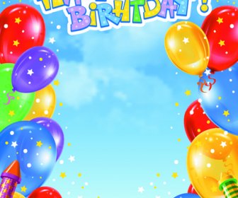 Feliz Aniversário Colorido Balões Fundo Conjunto