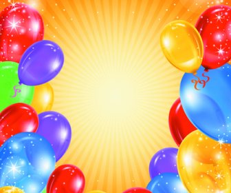 Joyeux Anniversaire Coloré Ballons Fond Ensemble