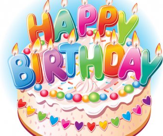 お誕生日おめでとう要素カバー バルーンとケーキ ベクトル