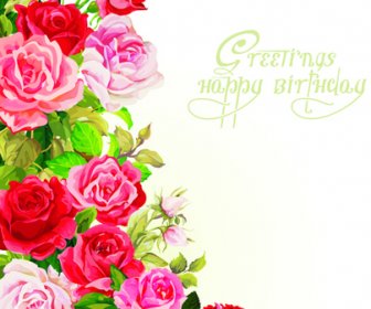 Happy Birthday Flowers Greeting Cards